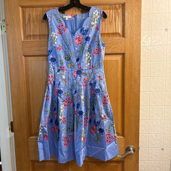 rsvp by Talbots Fit Flare A-Line Periwinkle Blue Floral Sleeveless Dress Size 8 - Picture 2 of 9